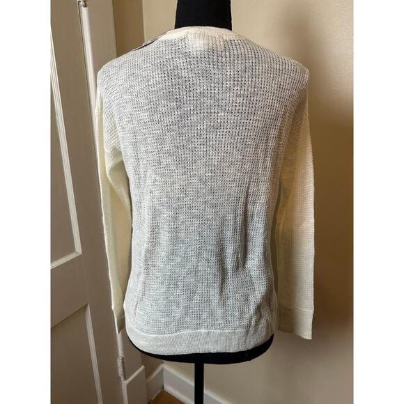 SO Cream Pullover Sweater Long Sleeve Crewneck Open Knit Light Shirt XS - Picture 3 of 4